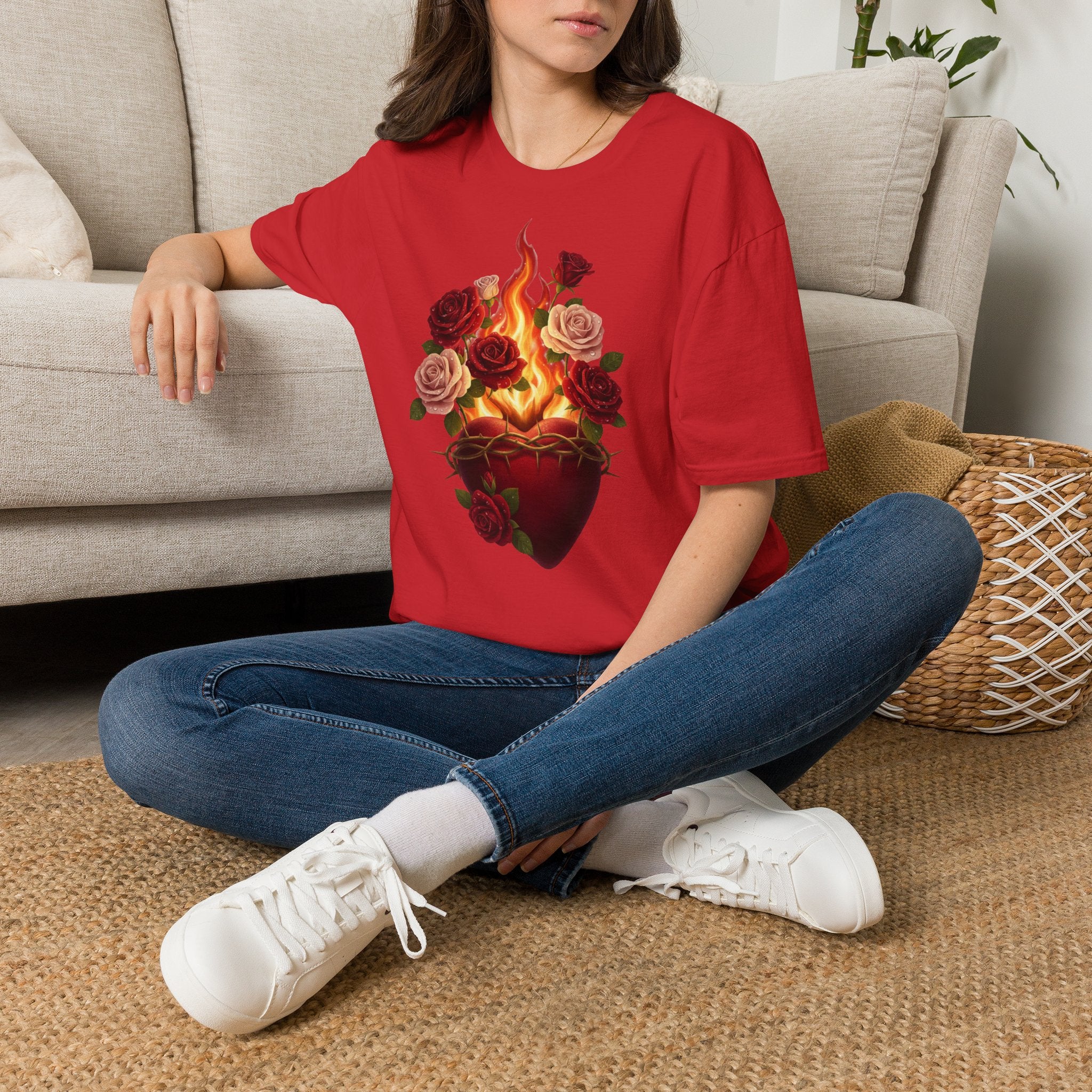 Flaming Heart & Roses T-Shirt