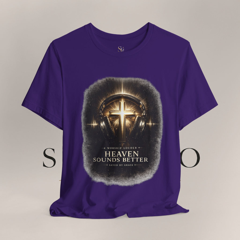 Youth Christian T‑Shirt - "Heaven Sounds Better" Cross Headphones Graphic Tee