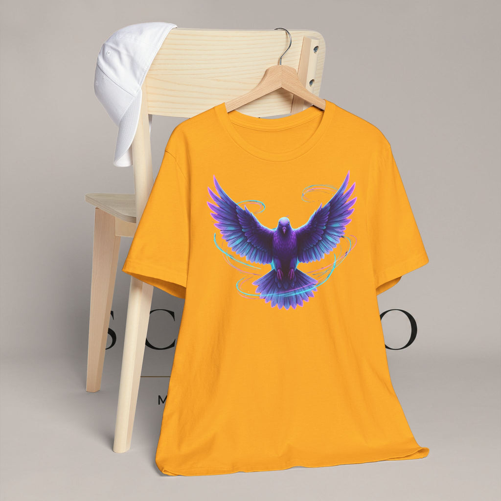 Mystic Raven Tee — Purple Glowing Dove Graphic T-Shirt