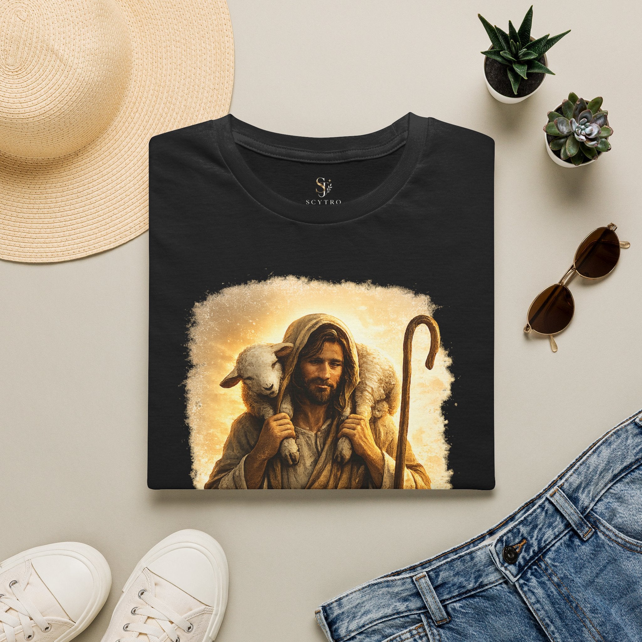 Jesus the Good Shepherd T-Shirt — 'Found.' Christian Faith Tee