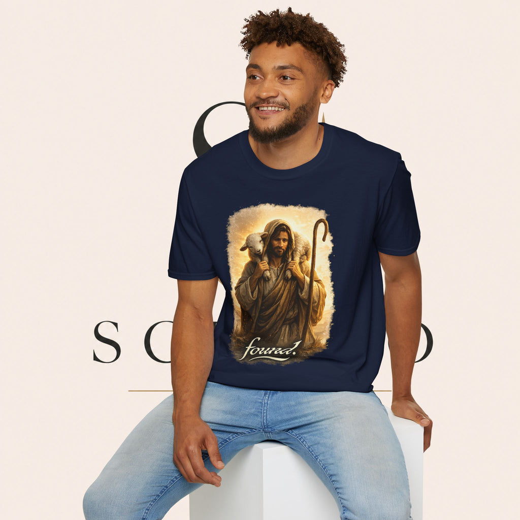 Jesus the Good Shepherd T-Shirt — 'Found.' Christian Faith Tee