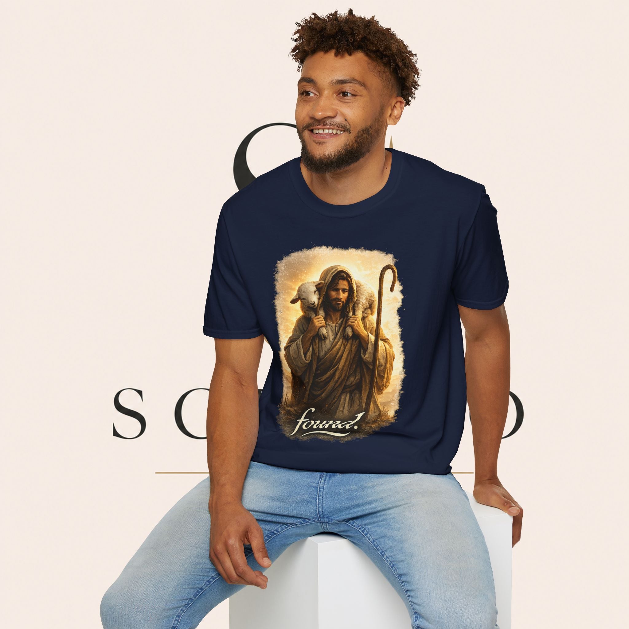 Jesus the Good Shepherd T-Shirt — 'Found.' Christian Faith Tee