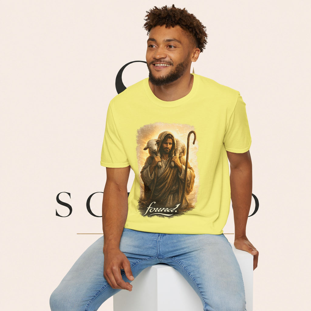 Jesus the Good Shepherd T-Shirt — 'Found.' Christian Faith Tee