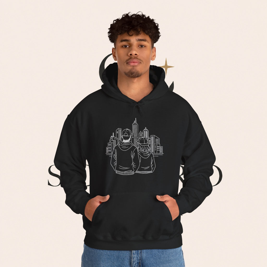City Couples Hoodie — Matching Skyline Couple Sweatshirt
