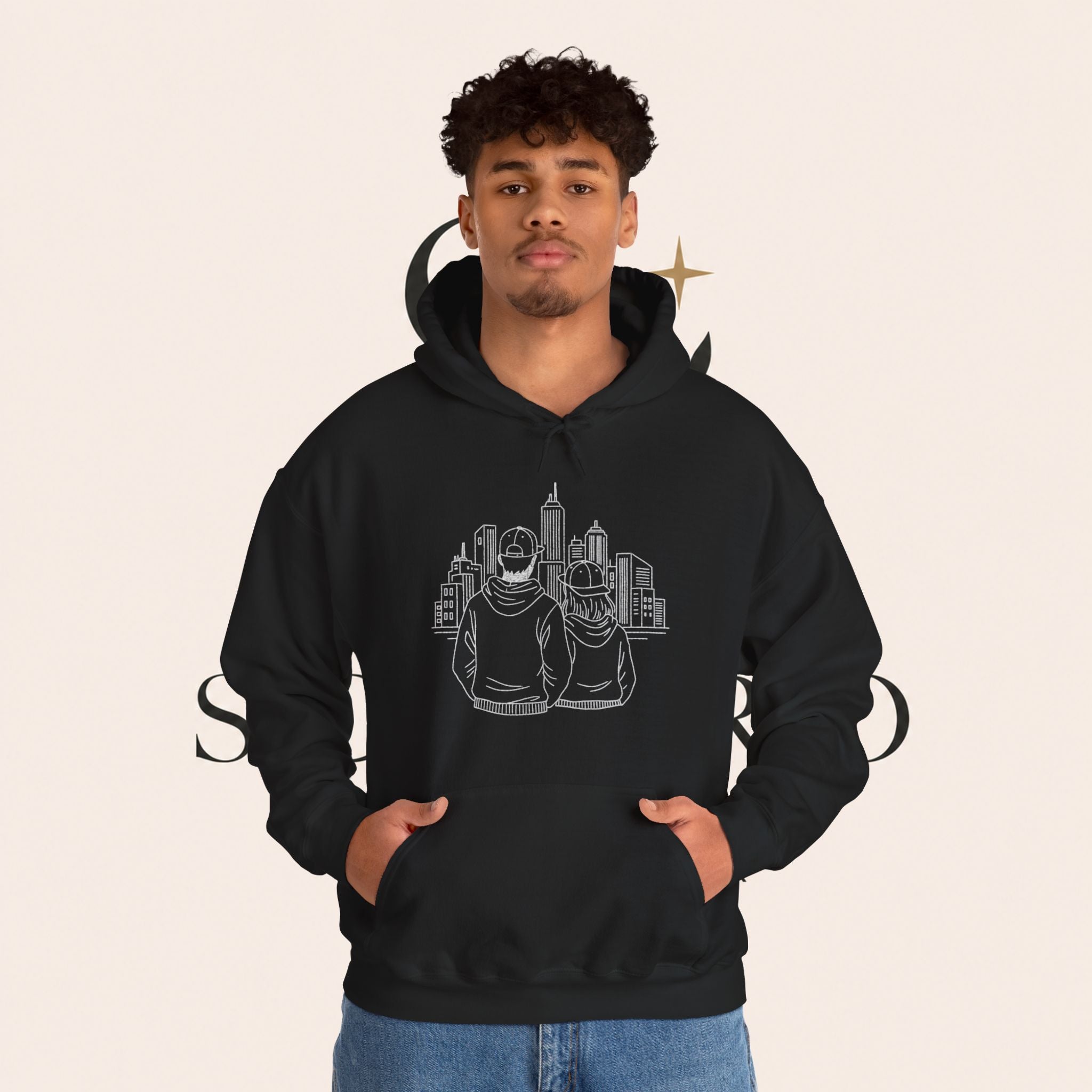 City Couples Hoodie — Matching Skyline Couple Sweatshirt