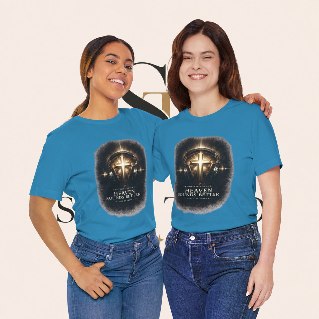 Youth Christian T‑Shirt - "Heaven Sounds Better" Cross Headphones Graphic Tee