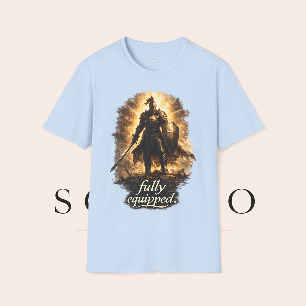 Knight Graphic T-Shirt — 'Fully Equipped' Medieval Armor Gamer Tee