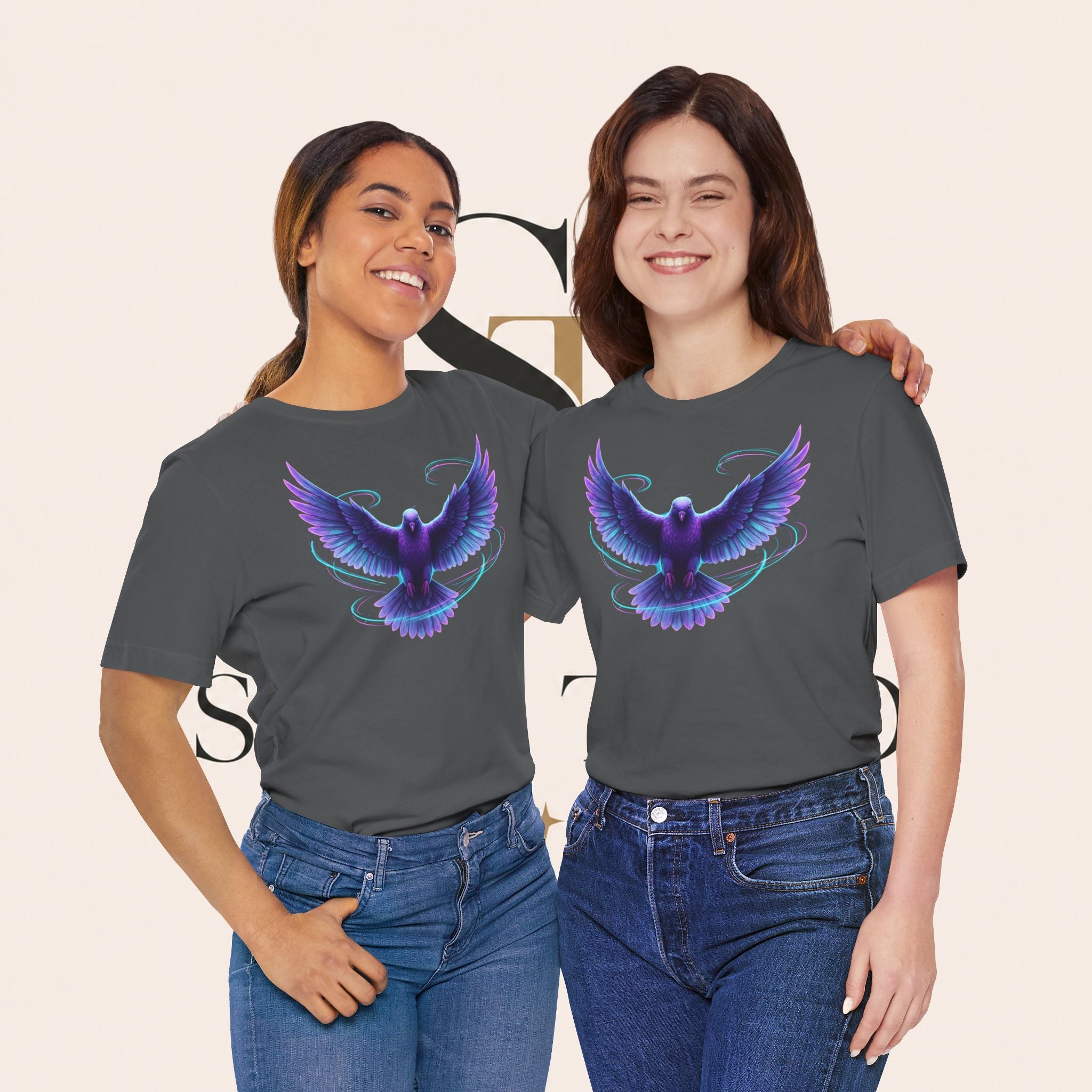 Mystic Raven Tee — Purple Glowing Dove Graphic T-Shirt