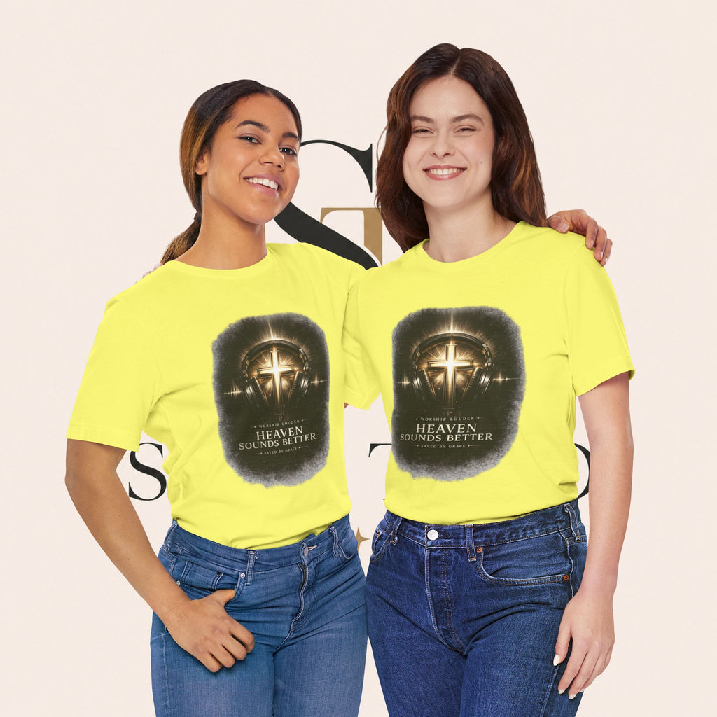 Youth Christian T‑Shirt - "Heaven Sounds Better" Cross Headphones Graphic Tee