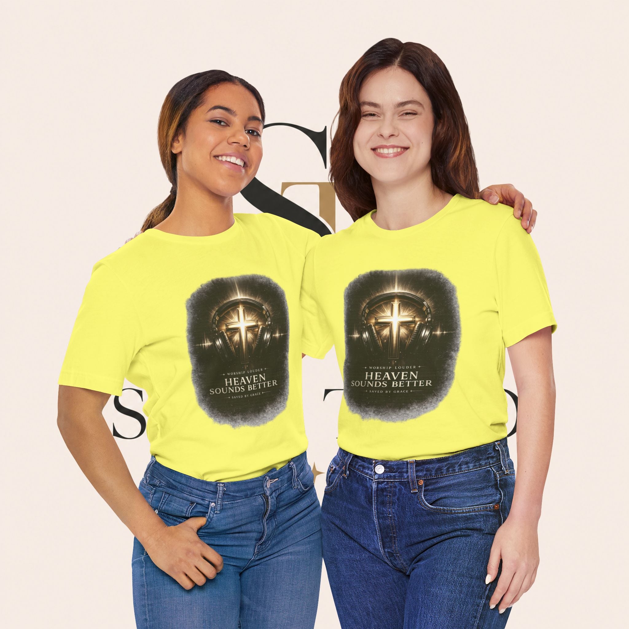 Youth Christian T‑Shirt - "Heaven Sounds Better" Cross Headphones Graphic Tee