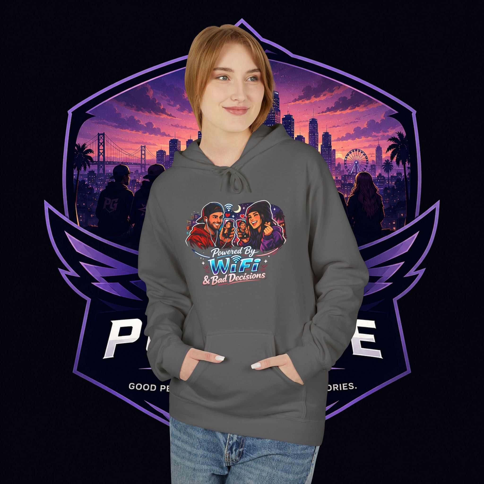 LDR inspired Retro '80s Vibes Hoodie — Neon Miami Movie Couple Design