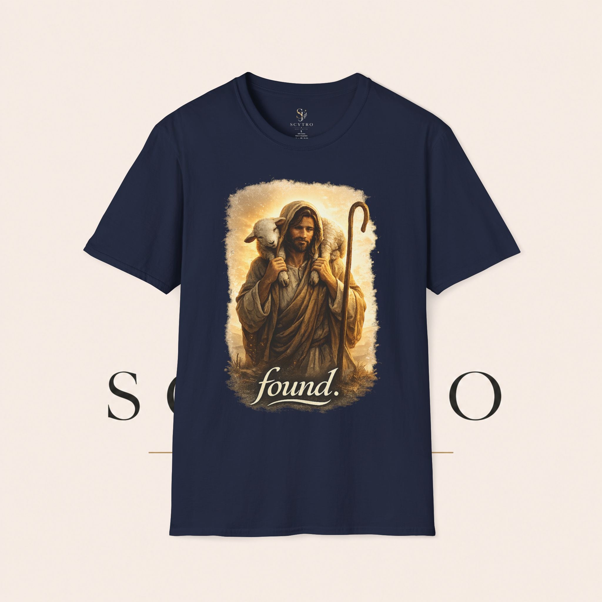 Jesus the Good Shepherd T-Shirt — 'Found.' Christian Faith Tee