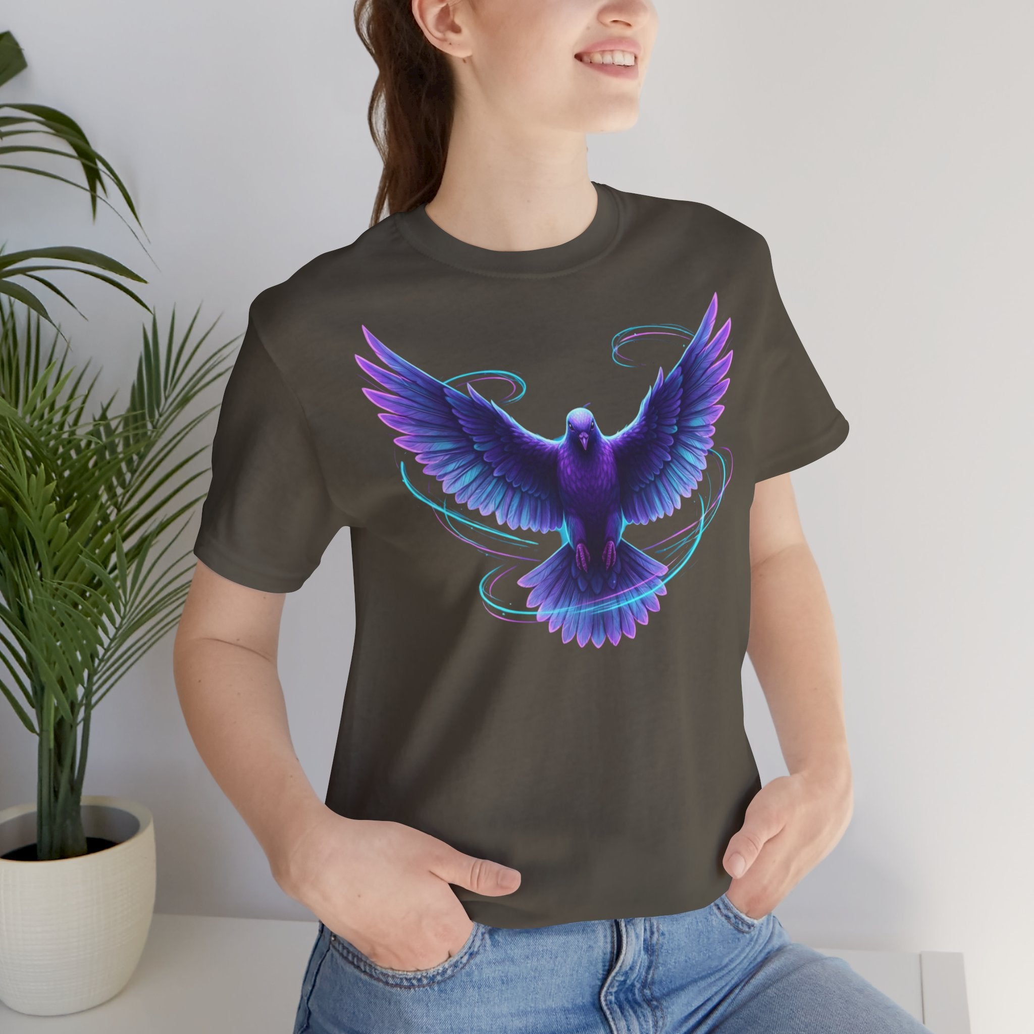 Mystic Raven Tee — Purple Glowing Dove Graphic T-Shirt
