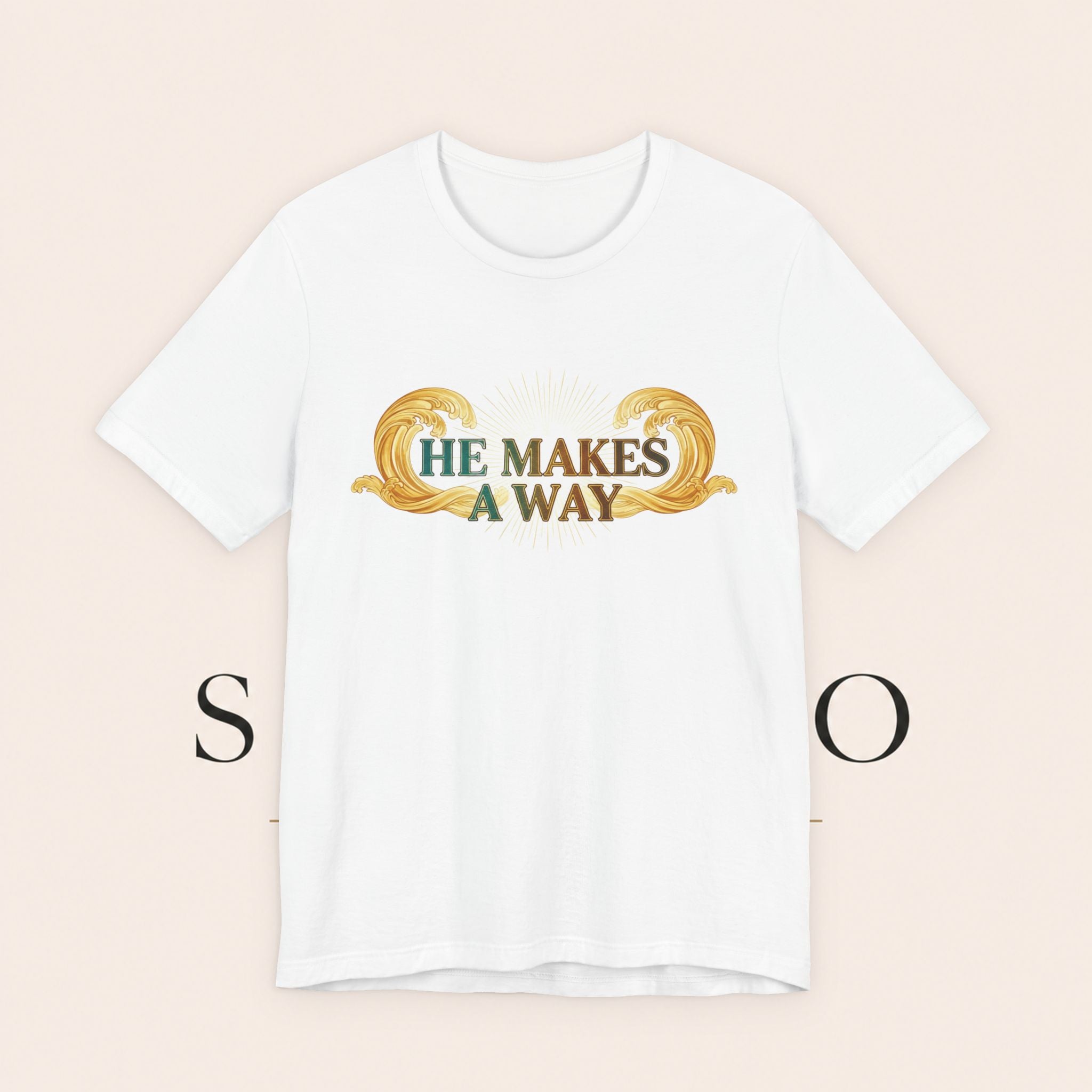He Makes A Way T-Shirt — Faith Christian Tee with Parting Seas Back Graphic
