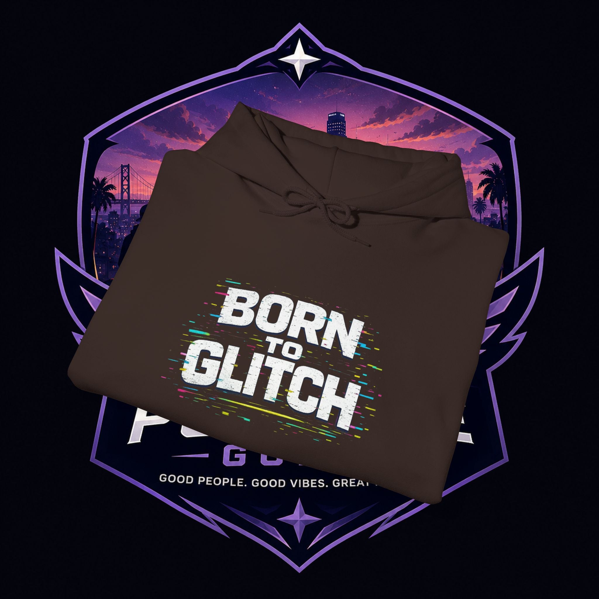Born Glitch Hoodie — Retro Cyberpunk Vaporwave Graphic Sweatshirt