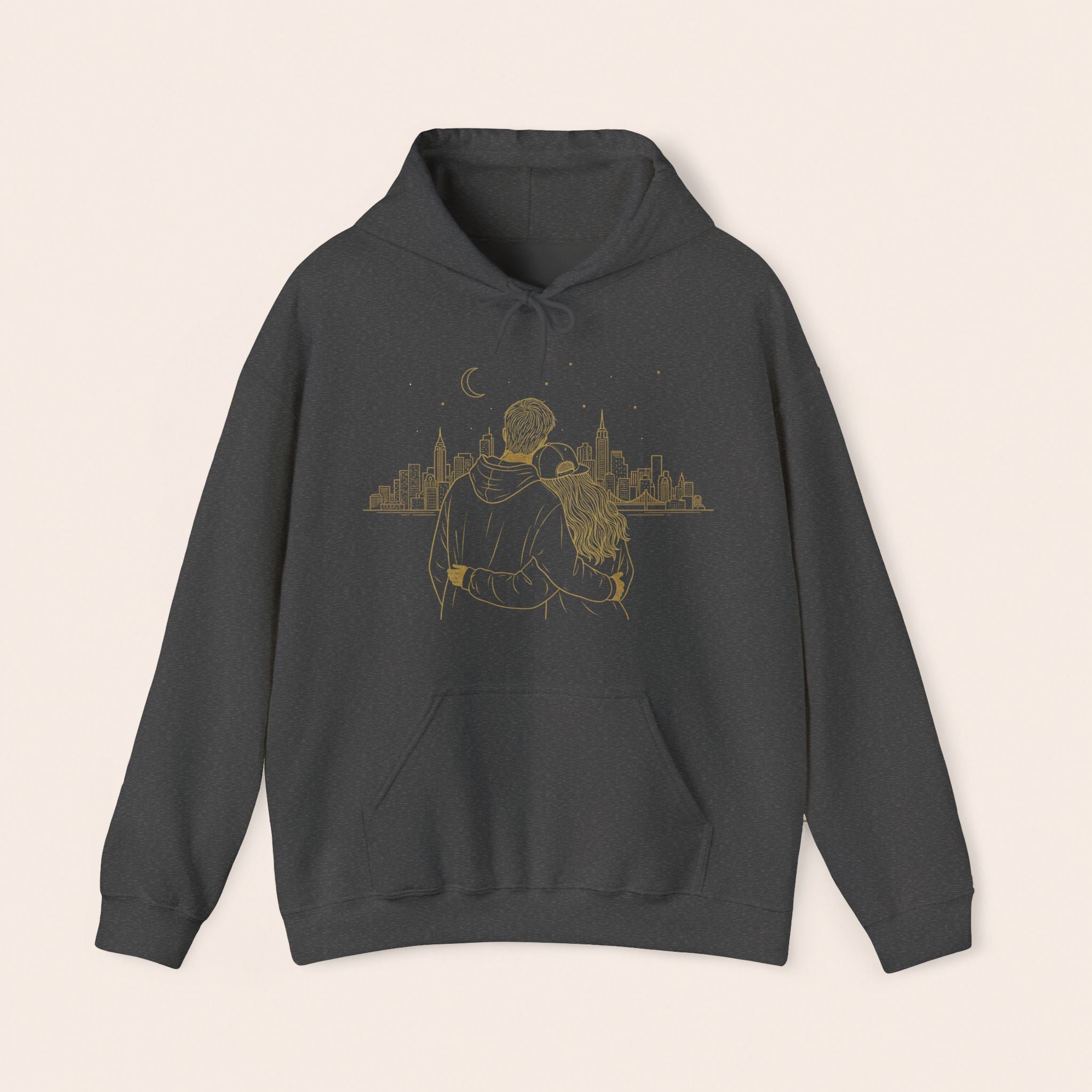 Couple Silhouette Hoodie – Romantic Cityscape 'Together' Pullover