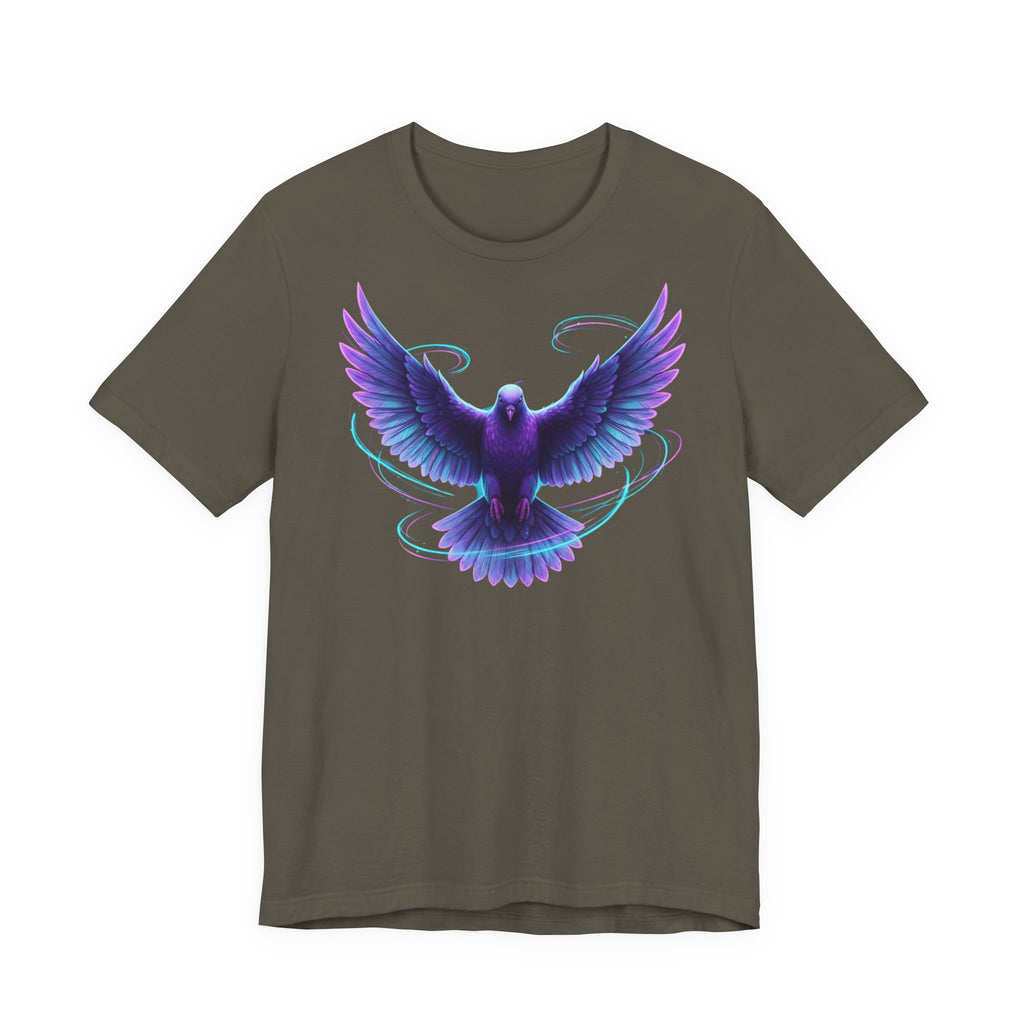 Mystic Raven Tee — Purple Glowing Dove Graphic T-Shirt
