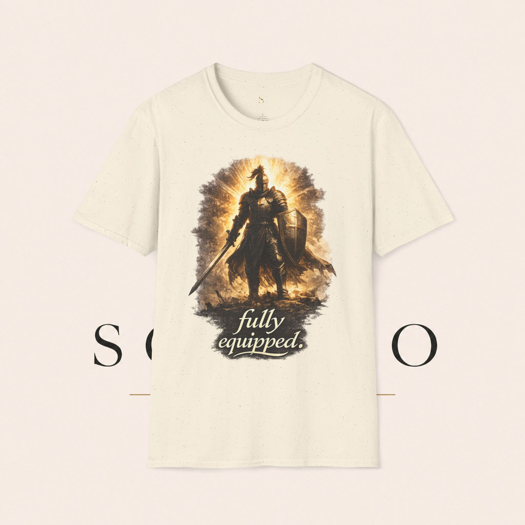Knight Graphic T-Shirt — 'Fully Equipped' Medieval Armor Gamer Tee