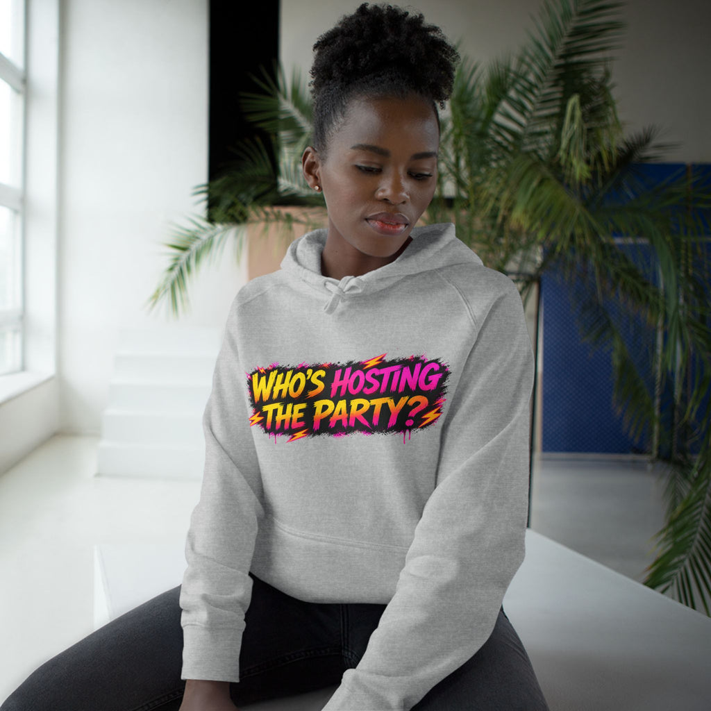 PG SUZY Party Graphic Hoodie — "Who's Hosting the Party?" Retro Concert Pullover