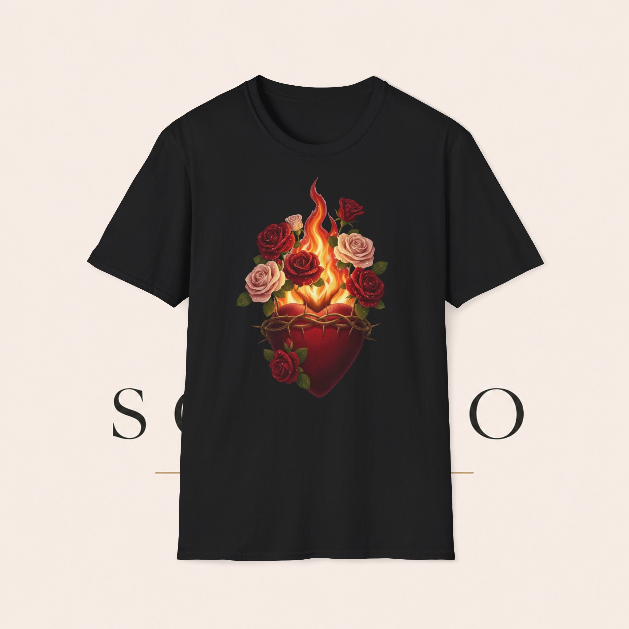 Flaming Heart & Roses T-Shirt