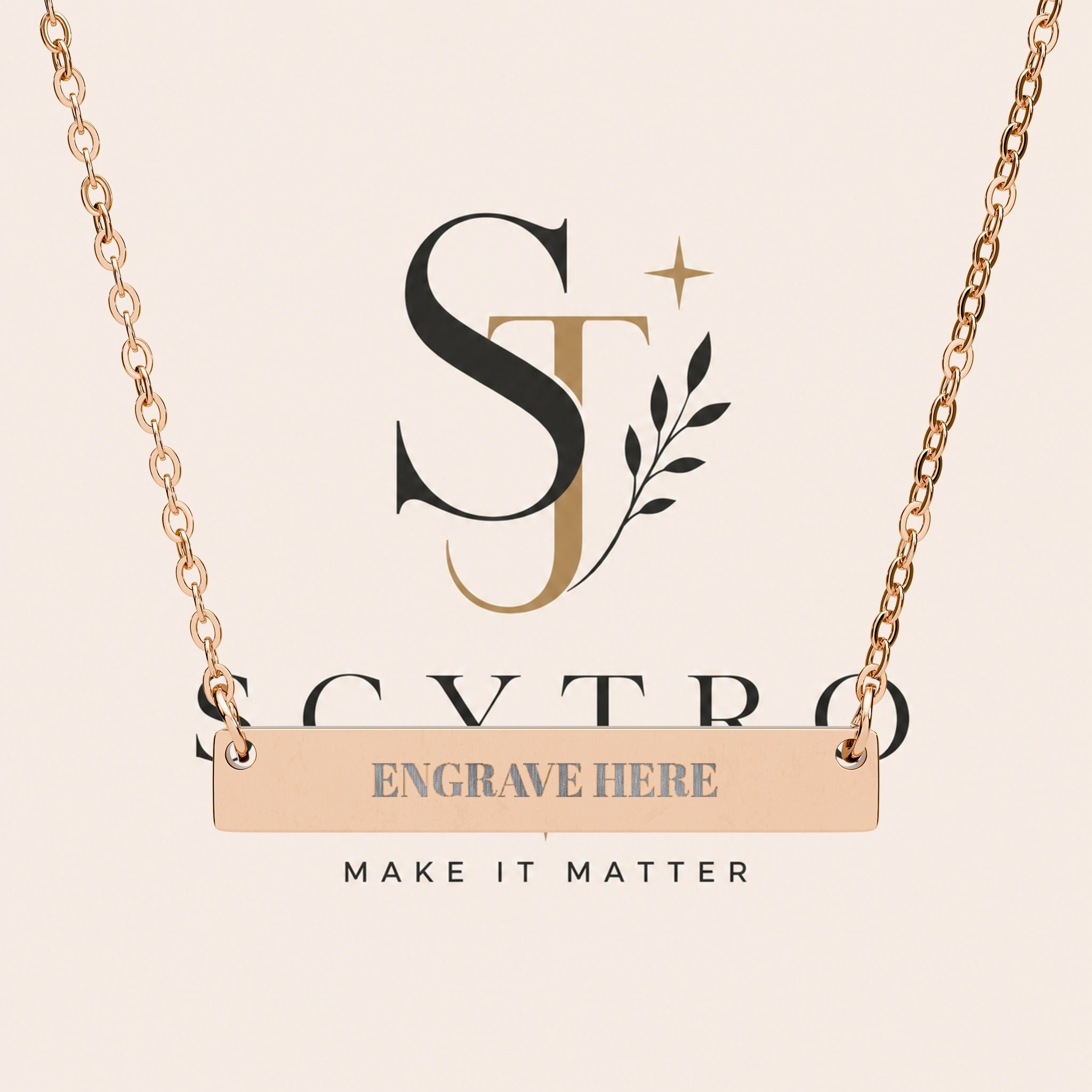 Engravable Horizontal Bar Necklace — Personalized Nameplate Jewelry