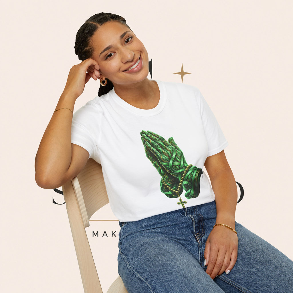 Praying Hands T‑Shirt — Green Vines Prayer Hands Graphic Tee