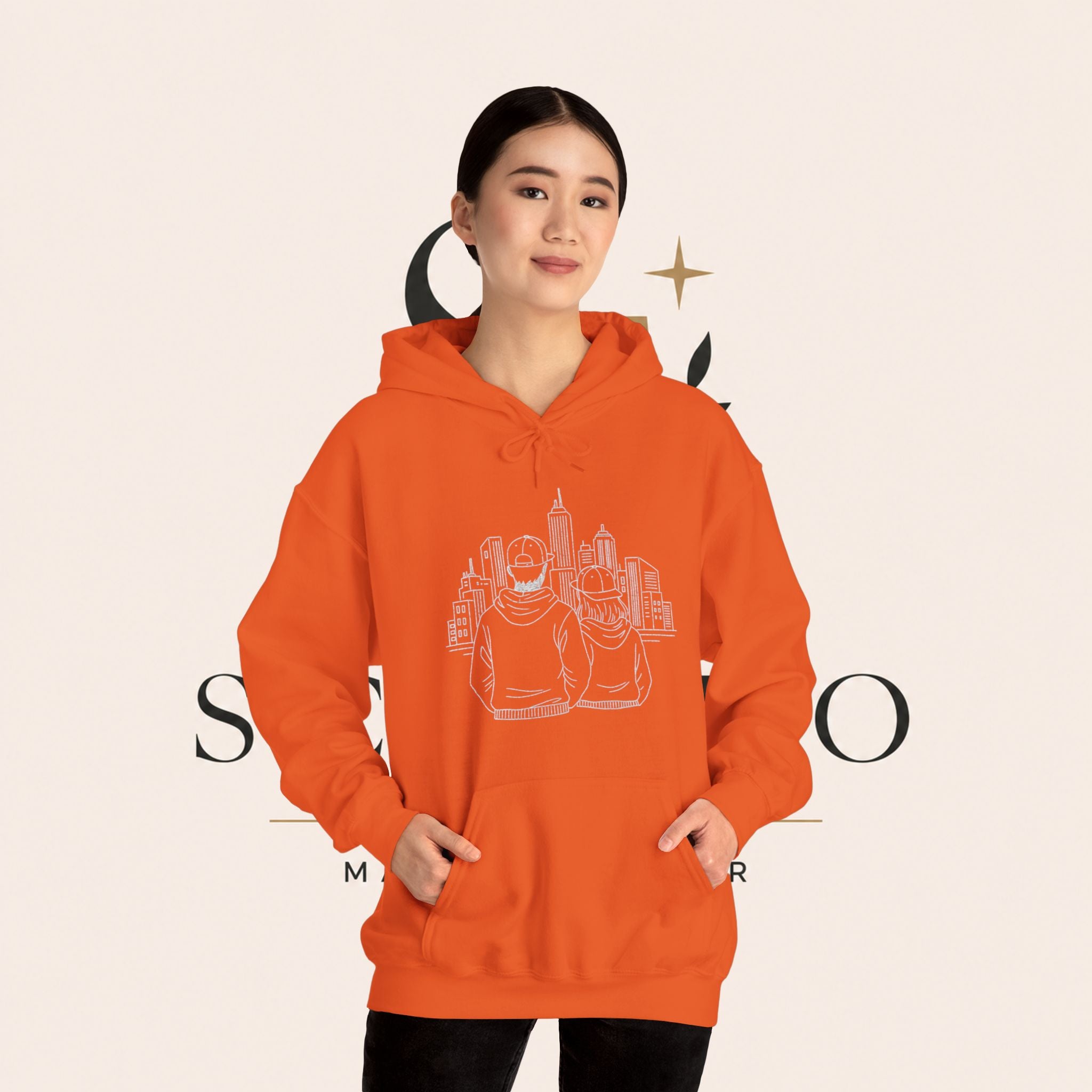City Couples Hoodie — Matching Skyline Couple Sweatshirt