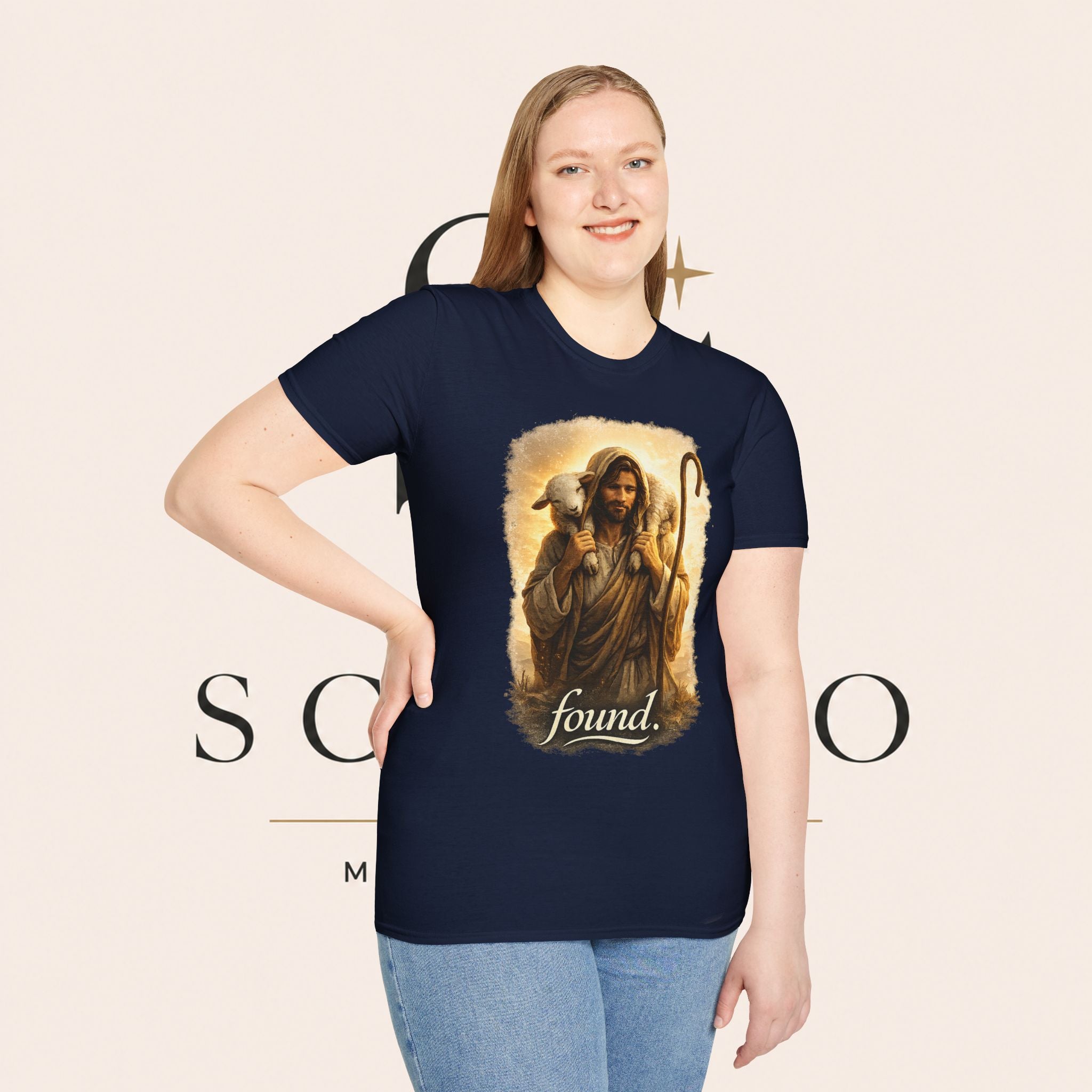 Jesus the Good Shepherd T-Shirt — 'Found.' Christian Faith Tee