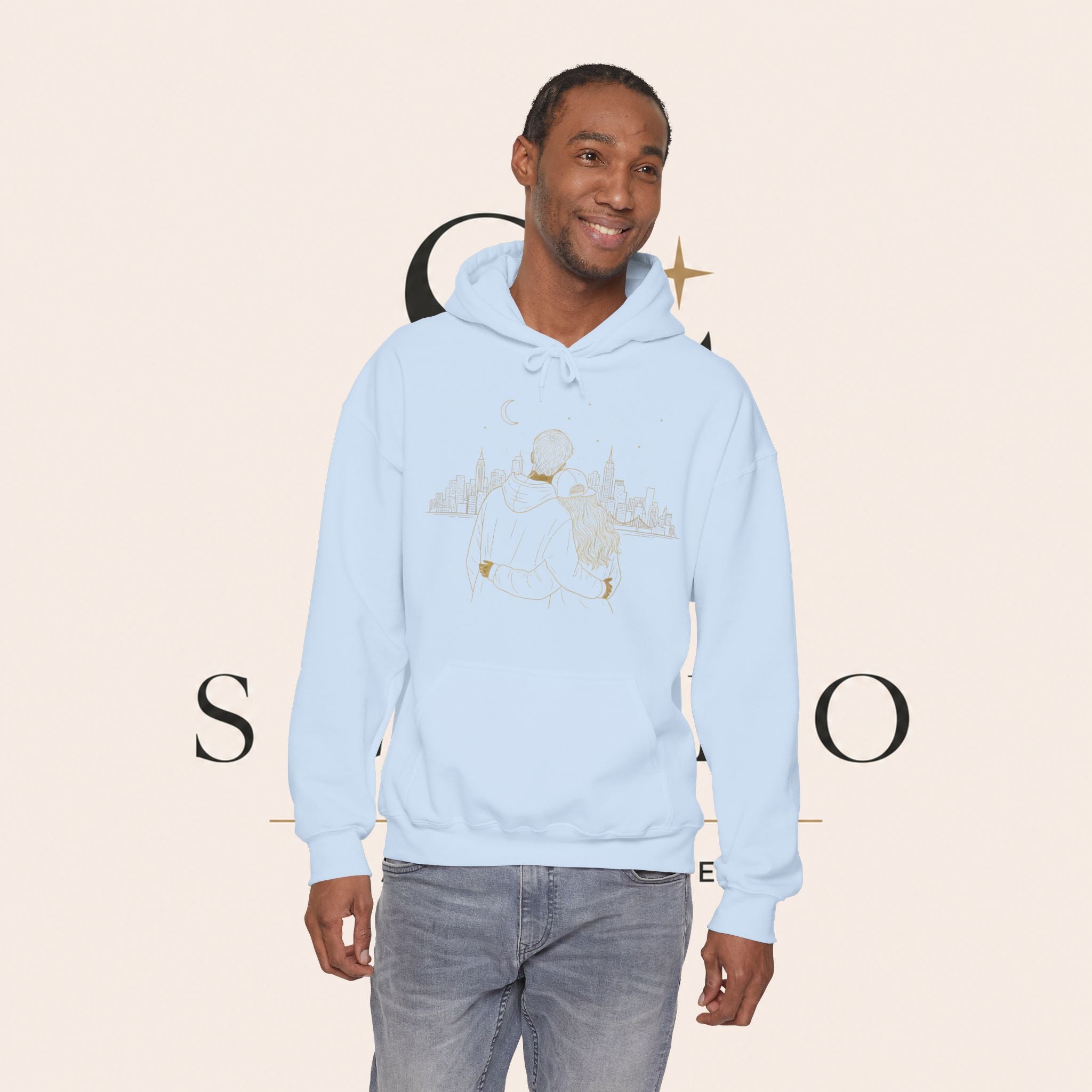 Couple Silhouette Hoodie – Romantic Cityscape 'Together' Pullover