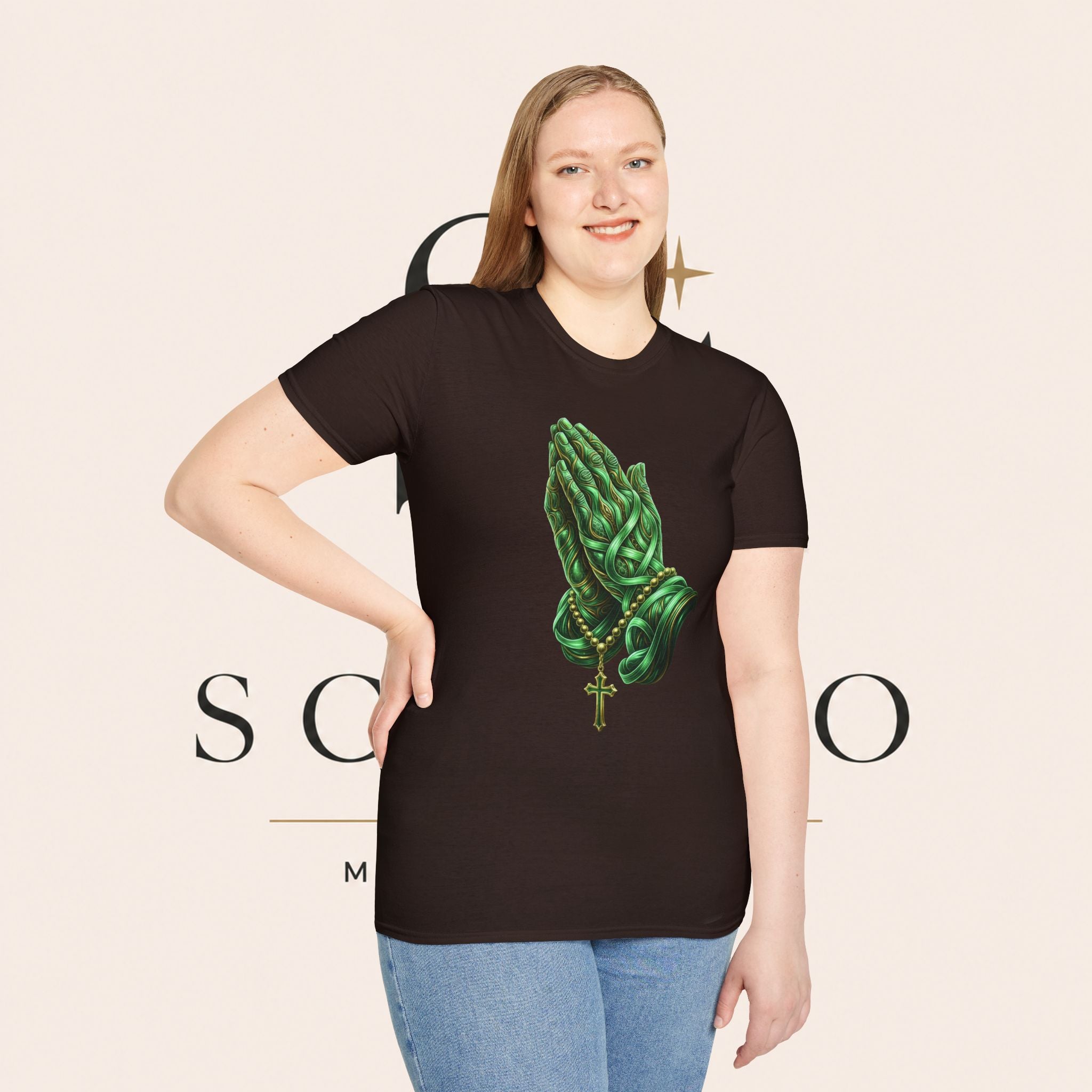 Praying Hands T‑Shirt — Green Vines Prayer Hands Graphic Tee