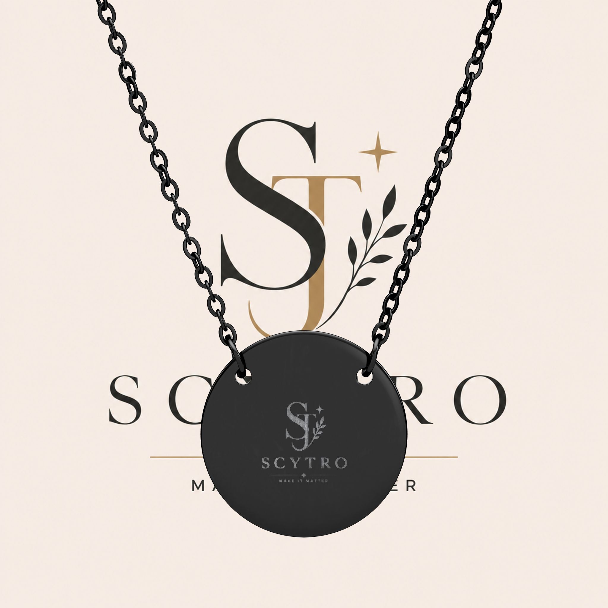 Engraved Circle Necklace — Personalized Monogram Pendant
