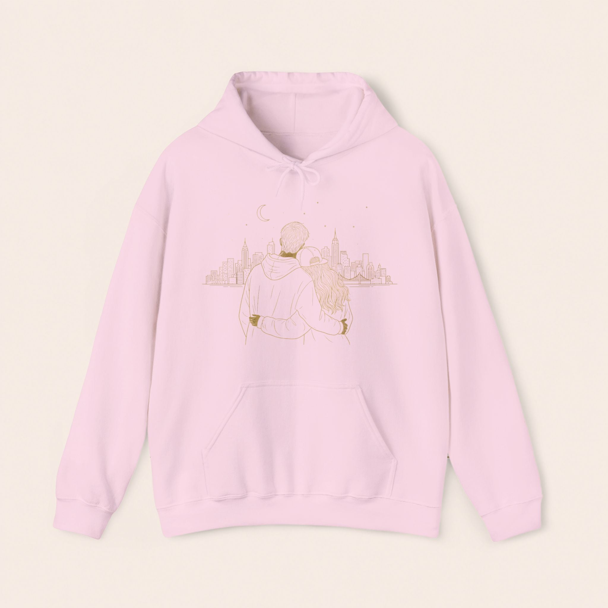 Couple Silhouette Hoodie – Romantic Cityscape 'Together' Pullover