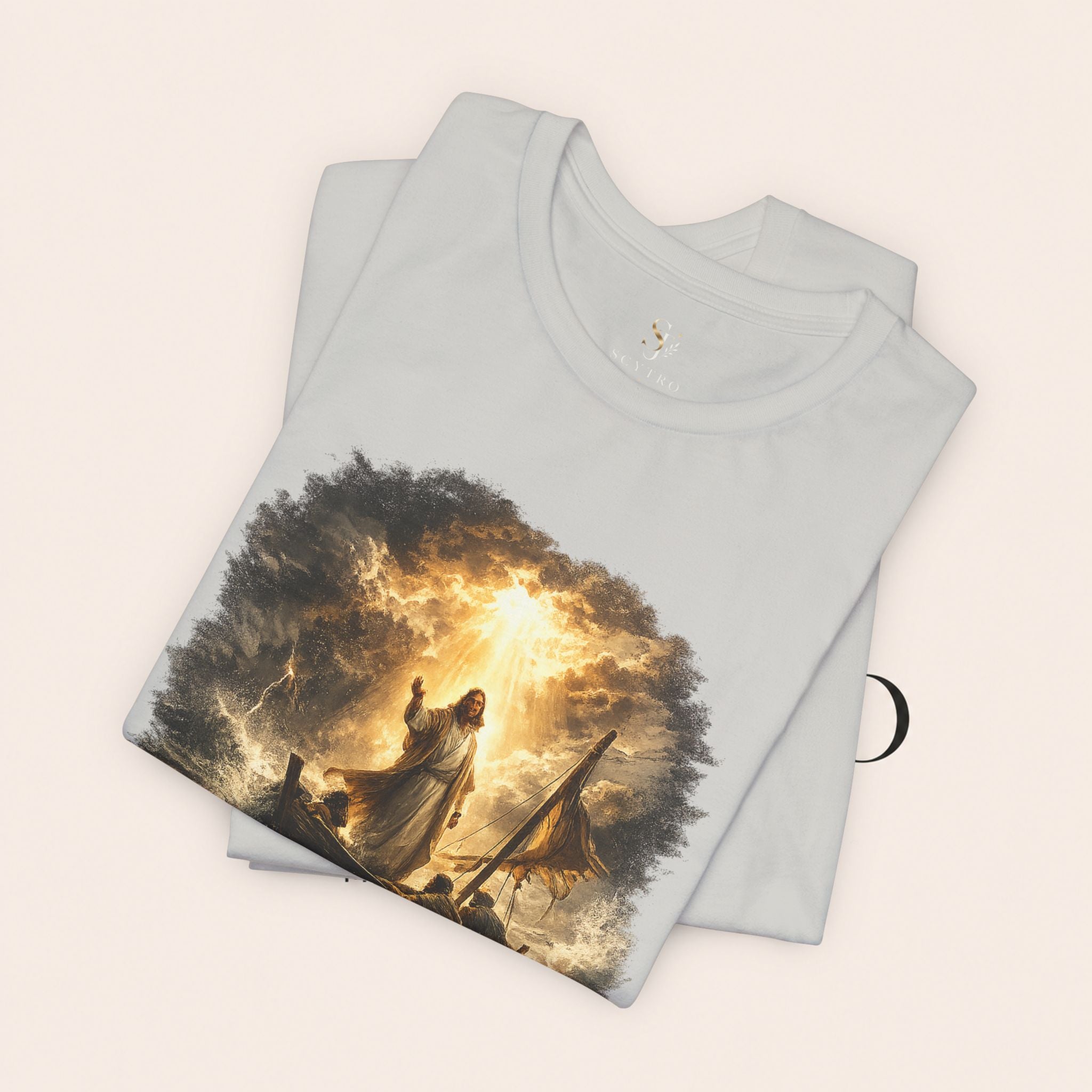 Peace Speaks Louder Christian T‑Shirt — Jesus Calming the Storm Faith Tee