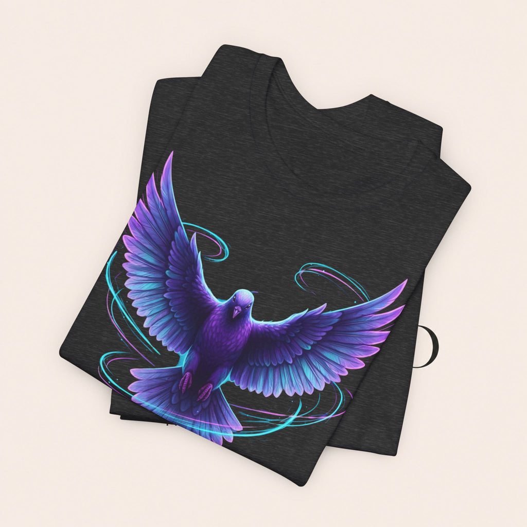 Mystic Raven Tee — Purple Glowing Dove Graphic T-Shirt
