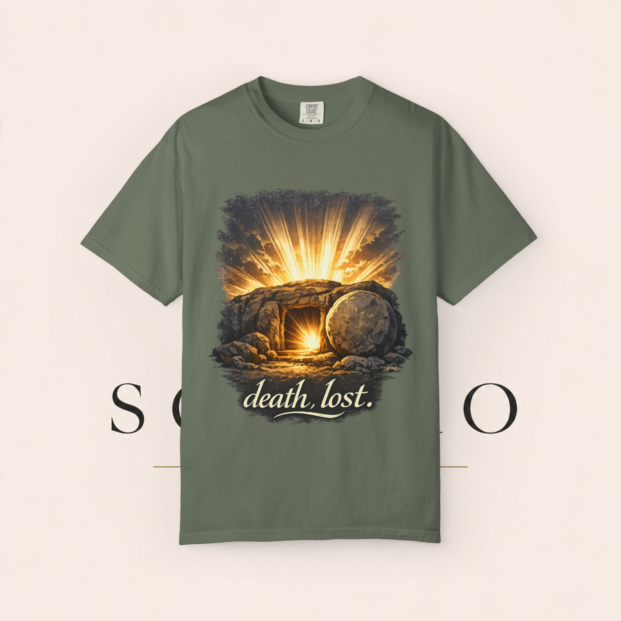 T-Shirt — Sunrise Tomb Graphic ‘death, lost.’ Memorial Tee