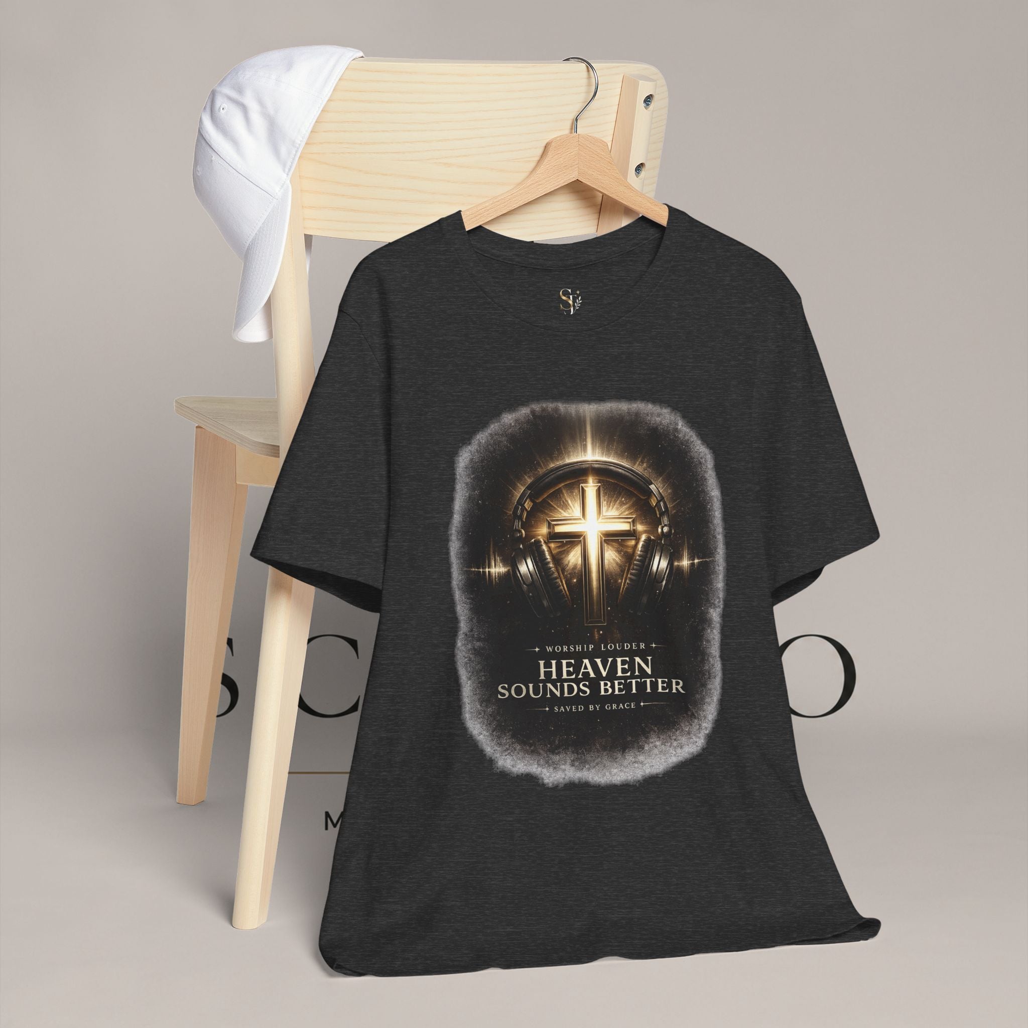 Youth Christian T‑Shirt - "Heaven Sounds Better" Cross Headphones Graphic Tee