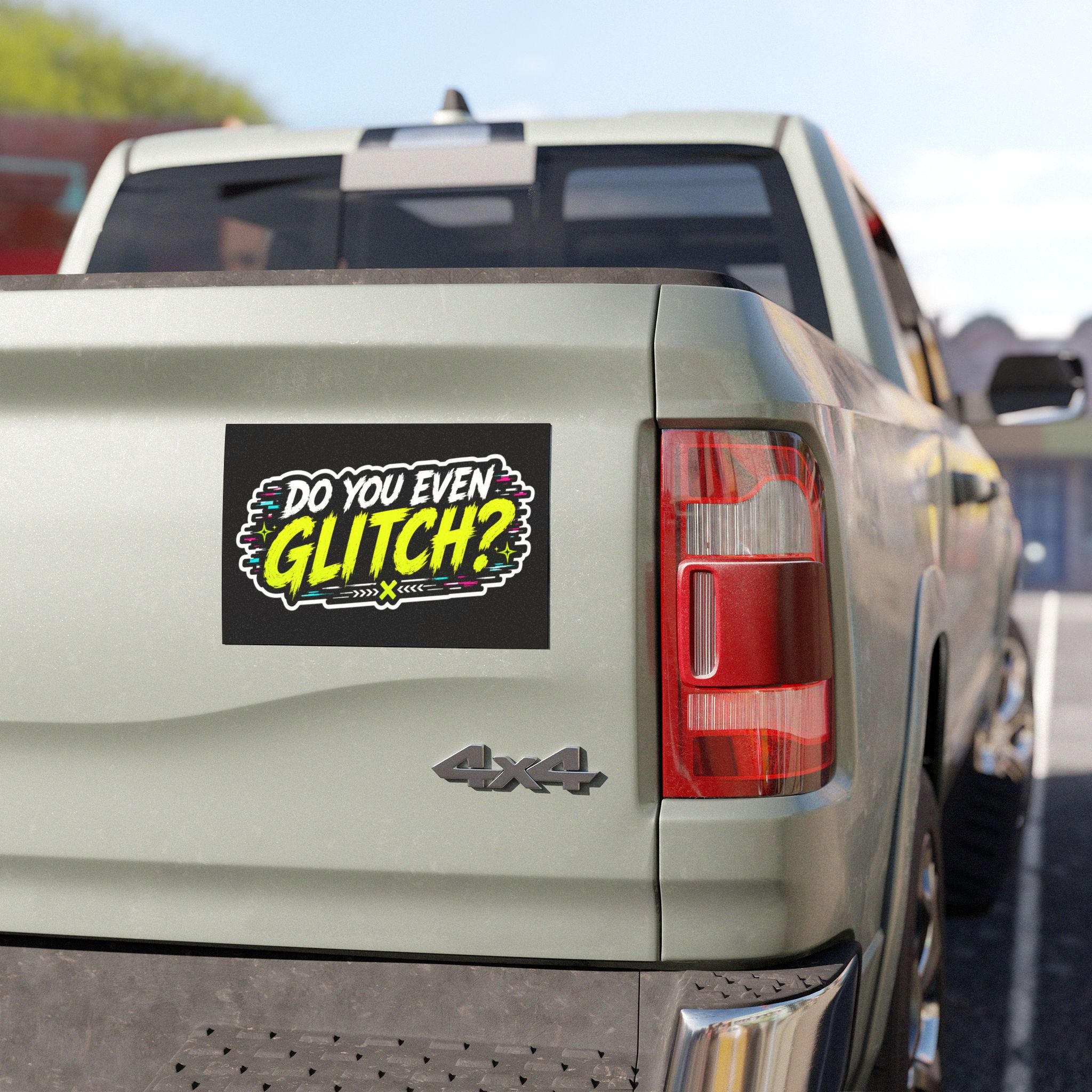 PG Lola's Do You Even Glitch? Car Magnet — Retro Neon Gaming Sticker for Gamers