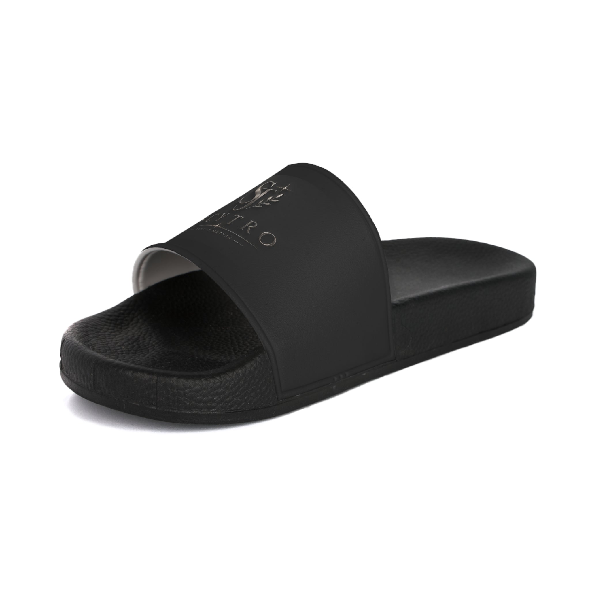 Black Logo Slide Sandals for Men — Casual Pool & Beach Slides