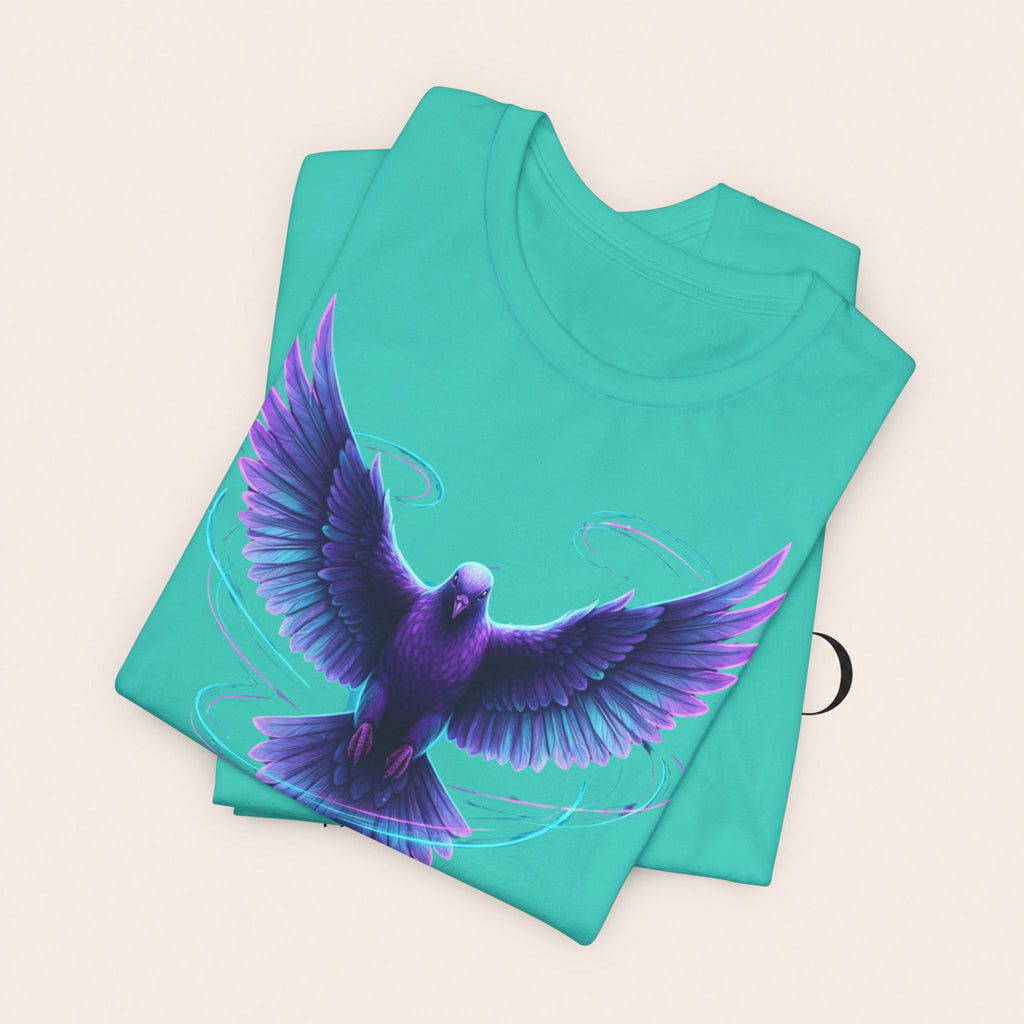 Mystic Raven Tee — Purple Glowing Dove Graphic T-Shirt
