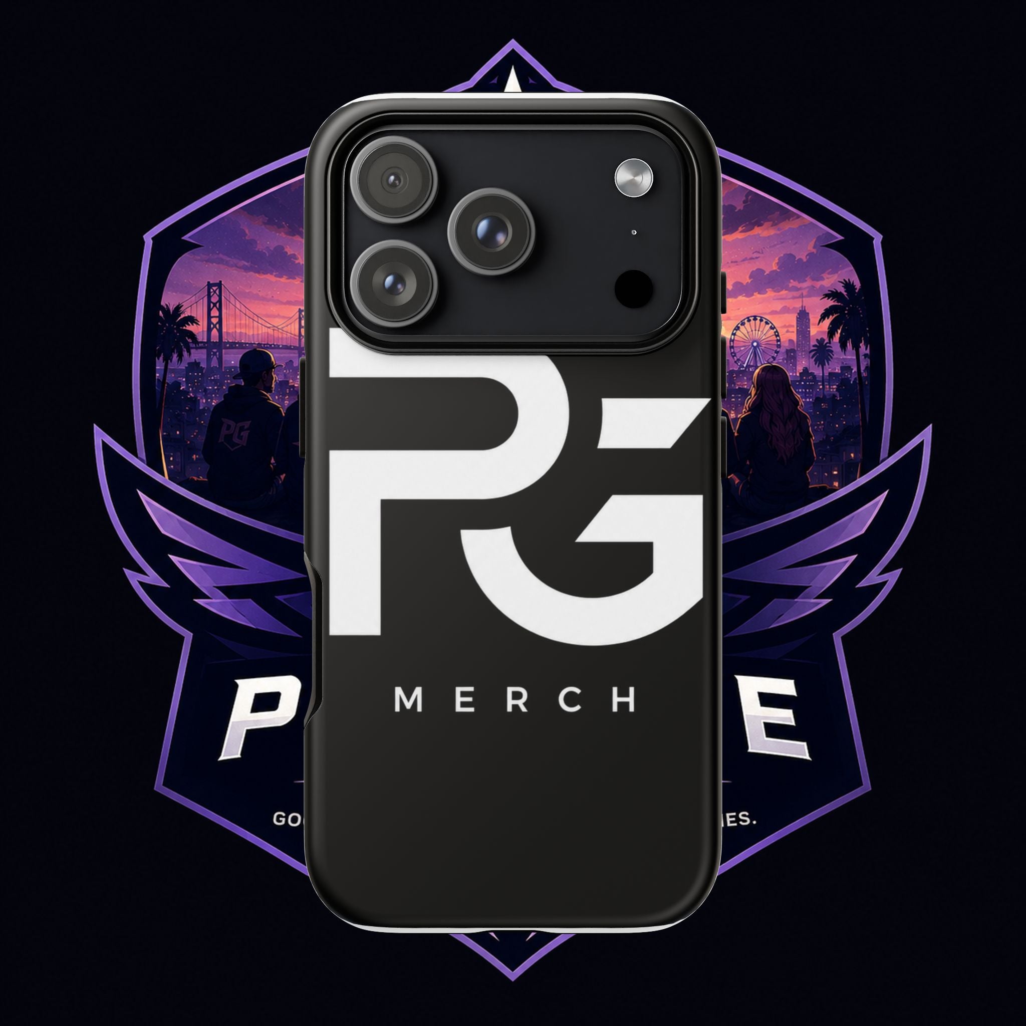 PG CUSTOMIZED RG Merch Tough Phone Case – Black Protective Phone Cover with Bold Logo