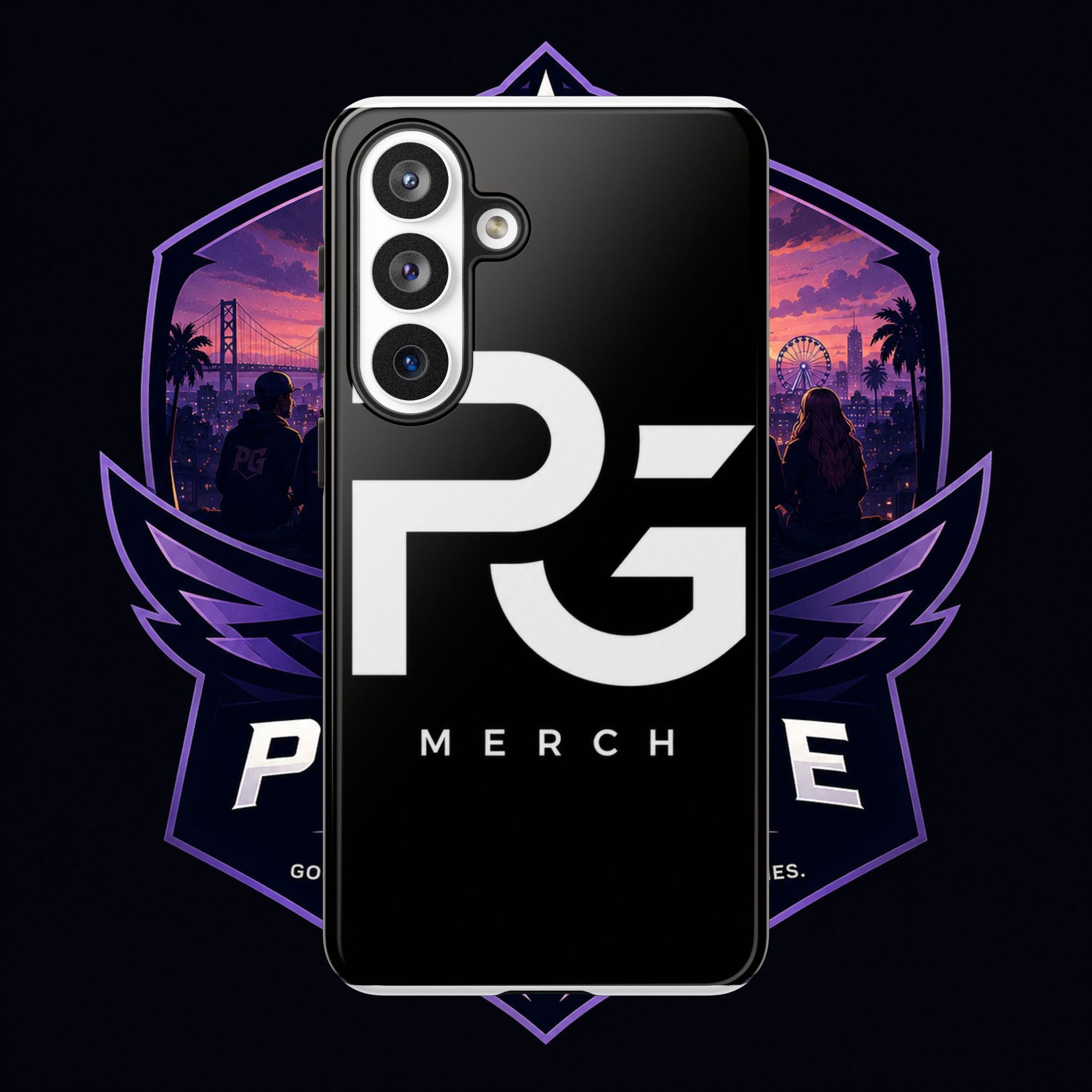PG CUSTOMIZED RG Merch Tough Phone Case – Black Protective Phone Cover with Bold Logo