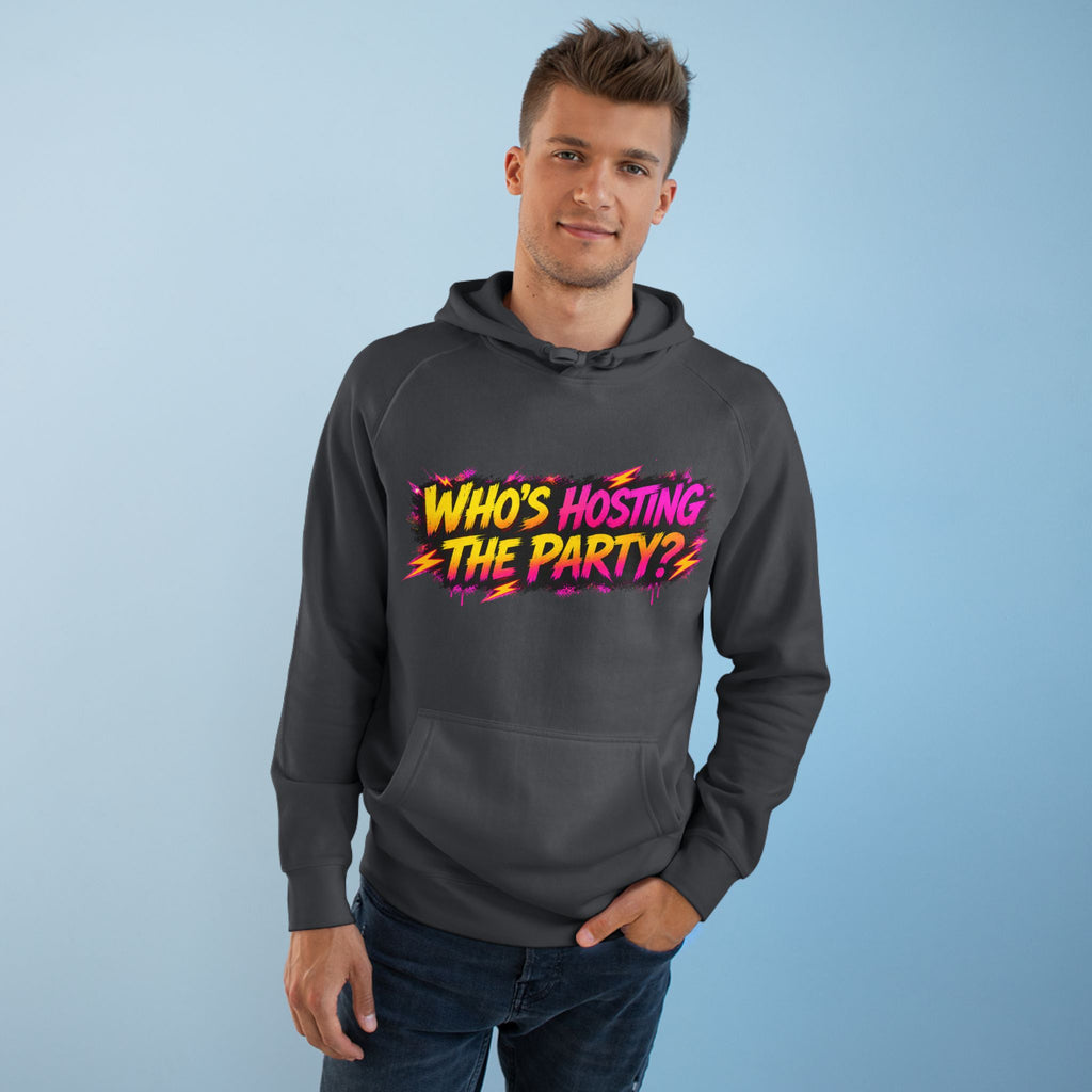 PG SUZY Party Graphic Hoodie — "Who's Hosting the Party?" Retro Concert Pullover