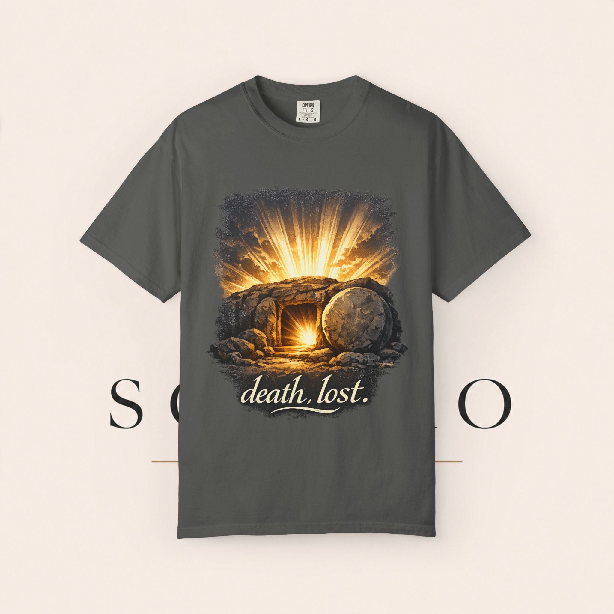 T-Shirt — Sunrise Tomb Graphic ‘death, lost.’ Memorial Tee