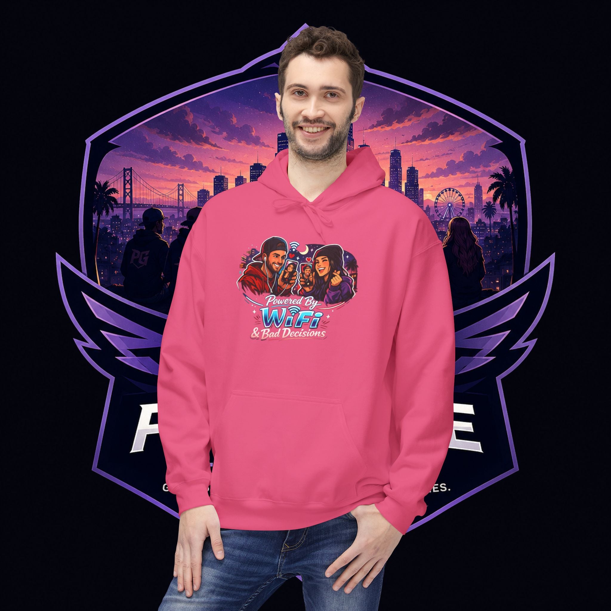 LDR inspired Retro '80s Vibes Hoodie — Neon Miami Movie Couple Design