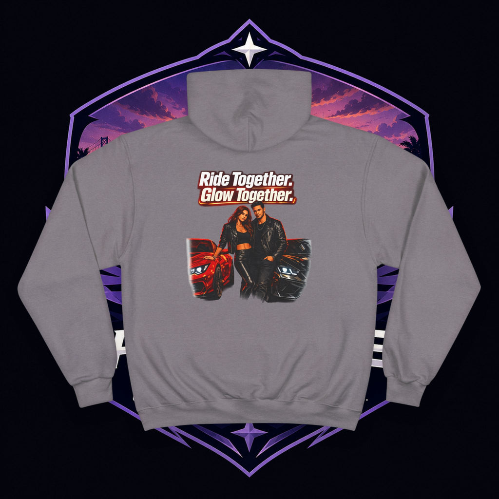 PG Hoodie — "Ride Together, Glow Together" Couple Car Graphic Hoodie
