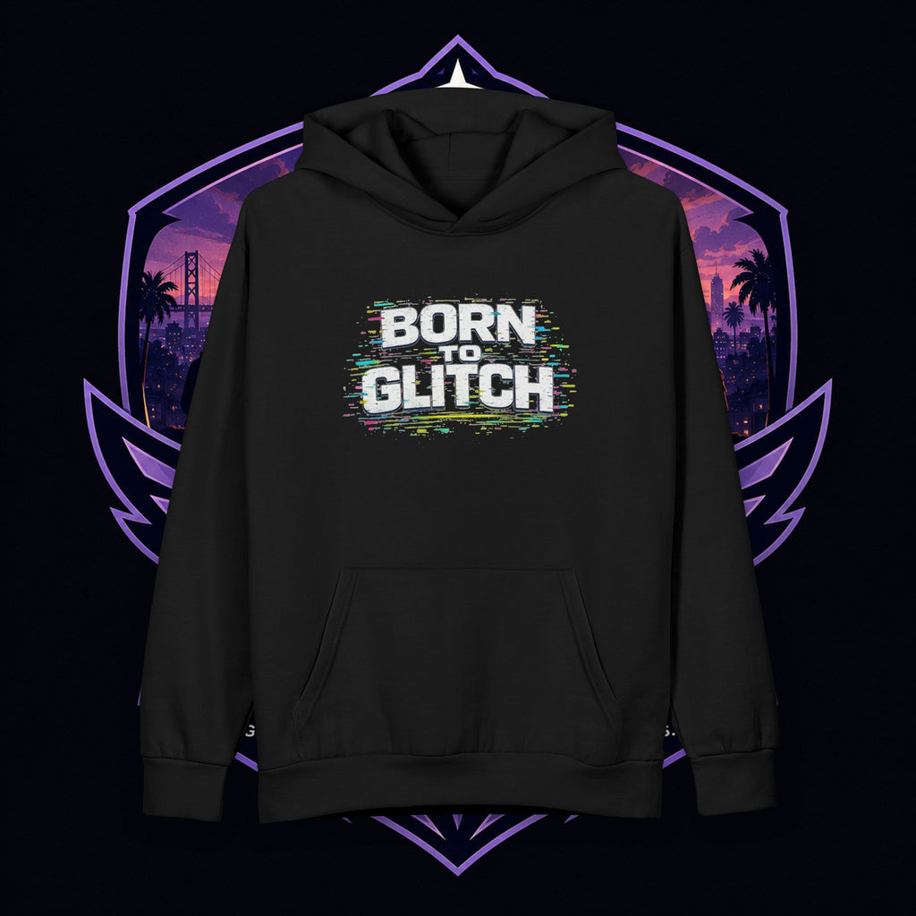 PG Lola's Born to Glitch Hoodie — Retro Glitch Gamer Pullover