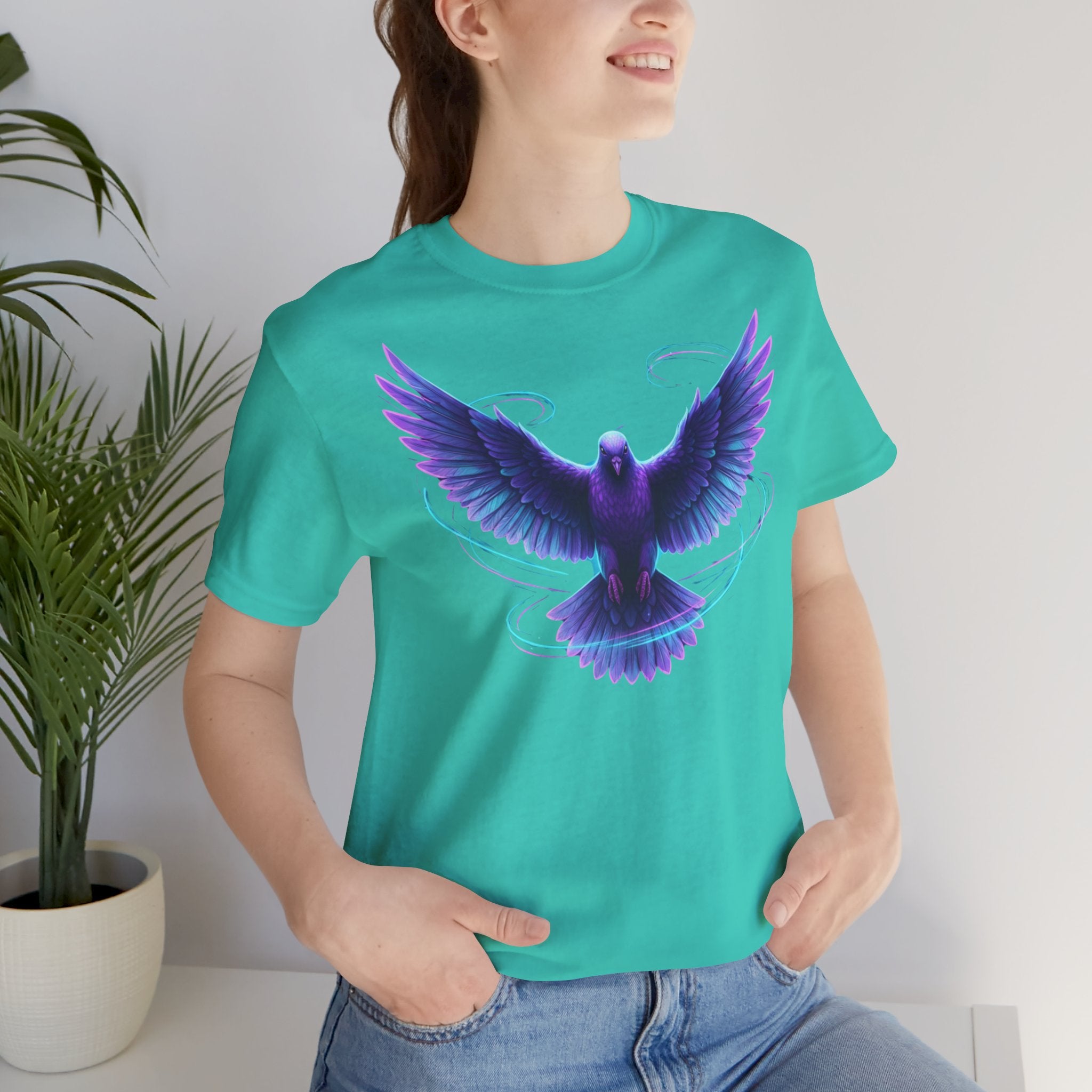 Mystic Raven Tee — Purple Glowing Dove Graphic T-Shirt