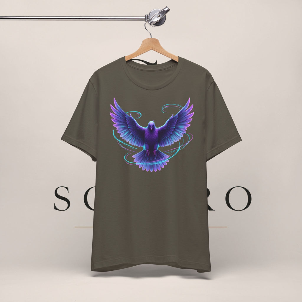 Mystic Raven Tee — Purple Glowing Dove Graphic T-Shirt