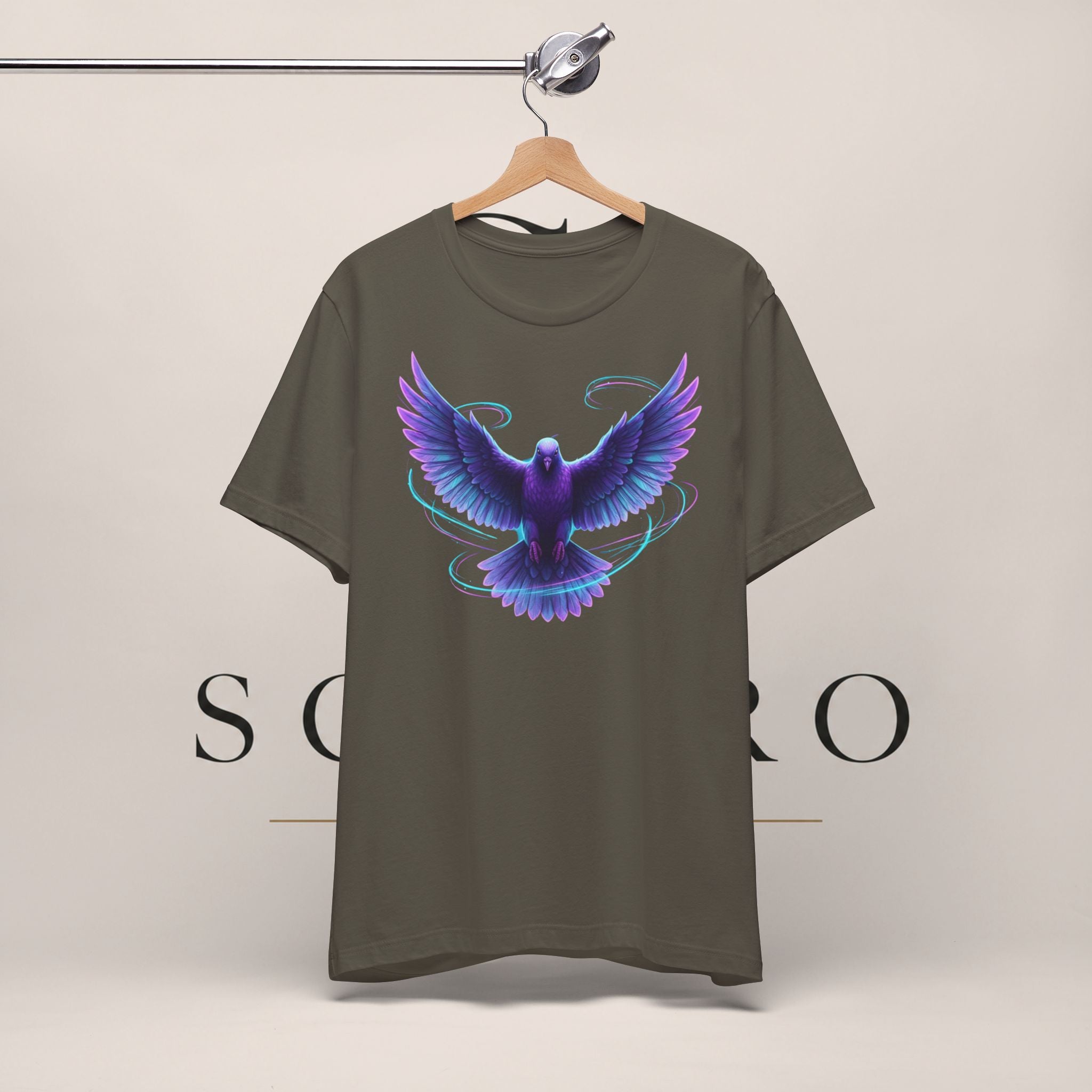 Mystic Raven Tee — Purple Glowing Dove Graphic T-Shirt