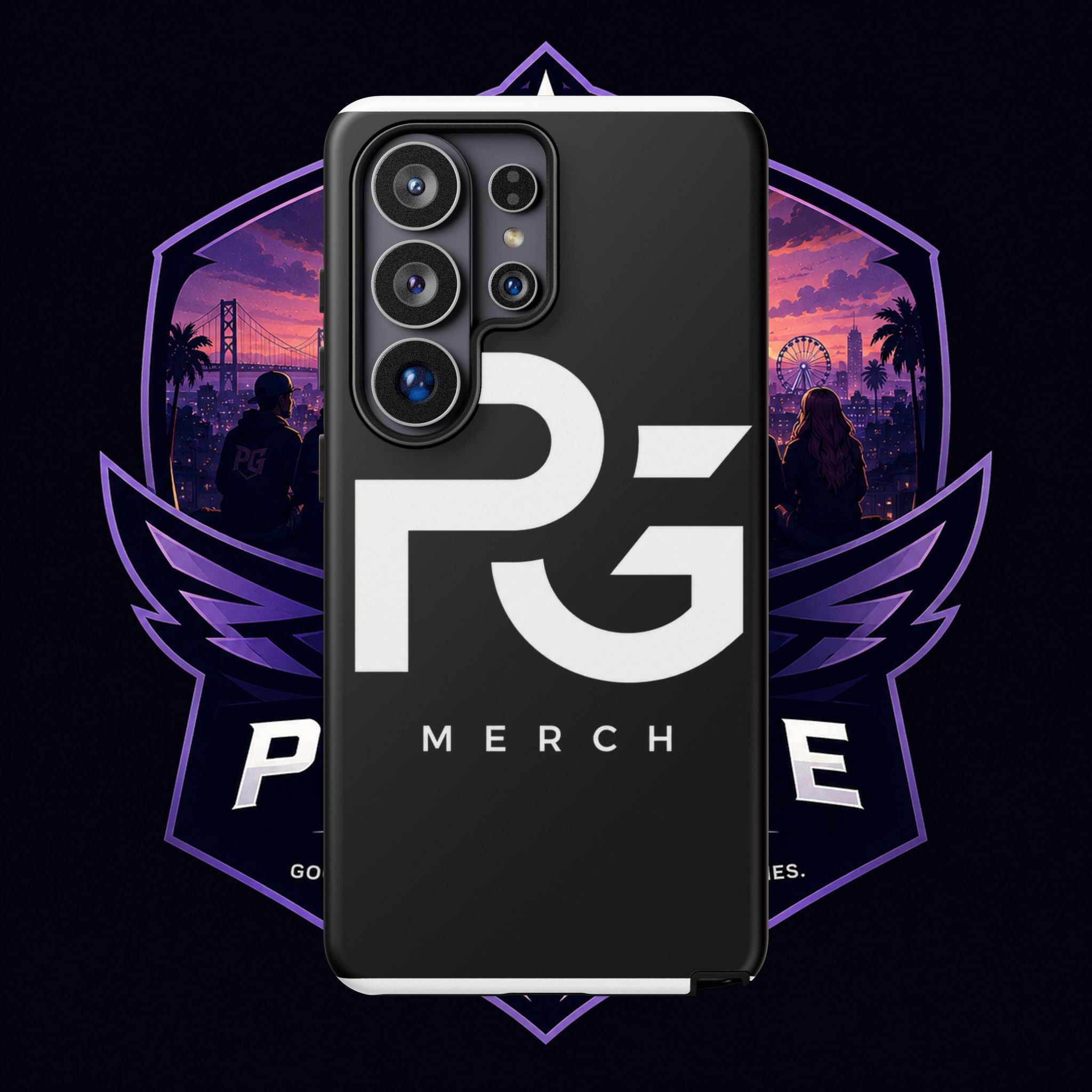 PG CUSTOMIZED RG Merch Tough Phone Case – Black Protective Phone Cover with Bold Logo